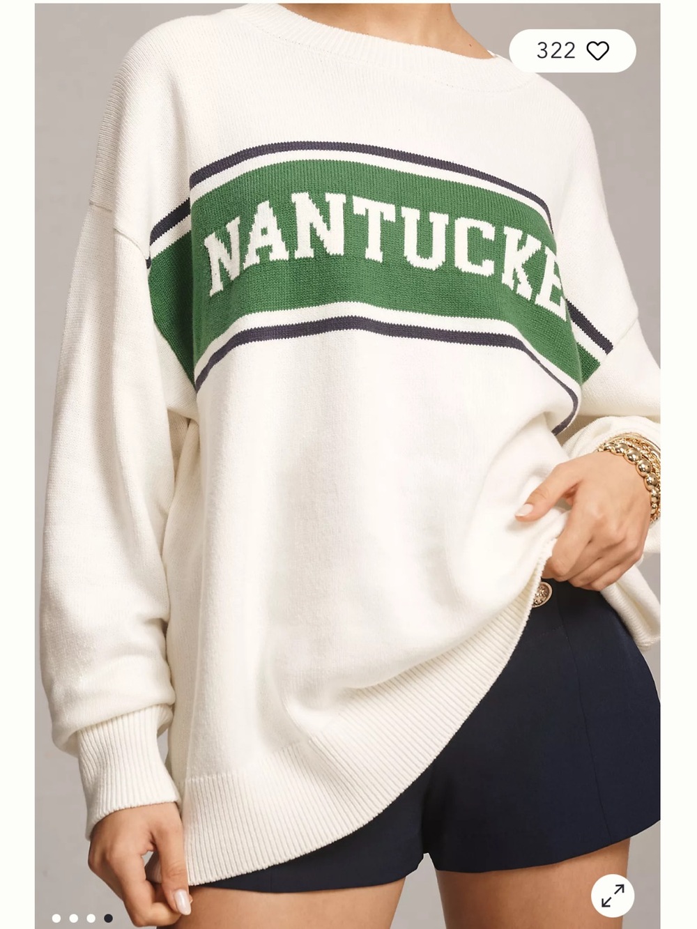 Moonrise Nantucket Oversized Cream Knit Pullover Sweatshirt - Picture 6 of 6
